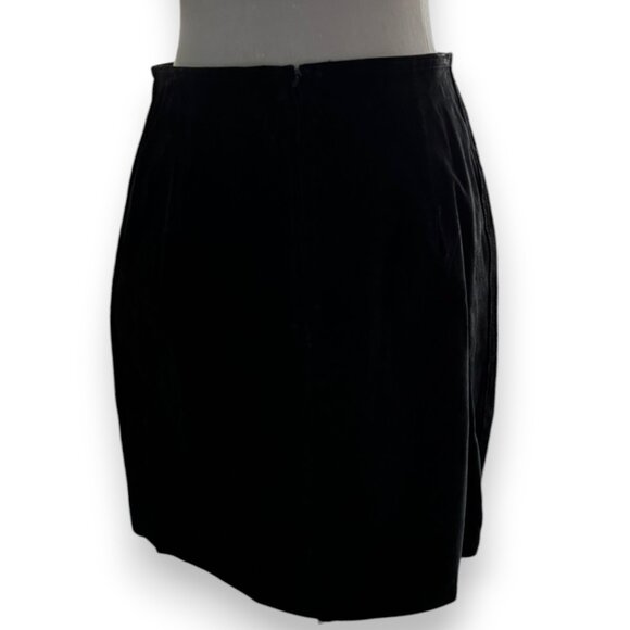Vintage 80s Sarah Morgan black 100% Leather Suede high waist mini skirt sz 11/12 - Picture 4 of 10